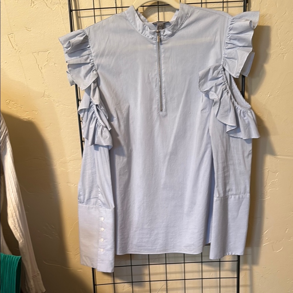 Women's Ruffled Blue Top